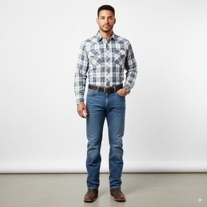 Wrangler 47MWZ Advanced Comfort Regular Fit Jeans Mens 36x32 Denim‎ Blue